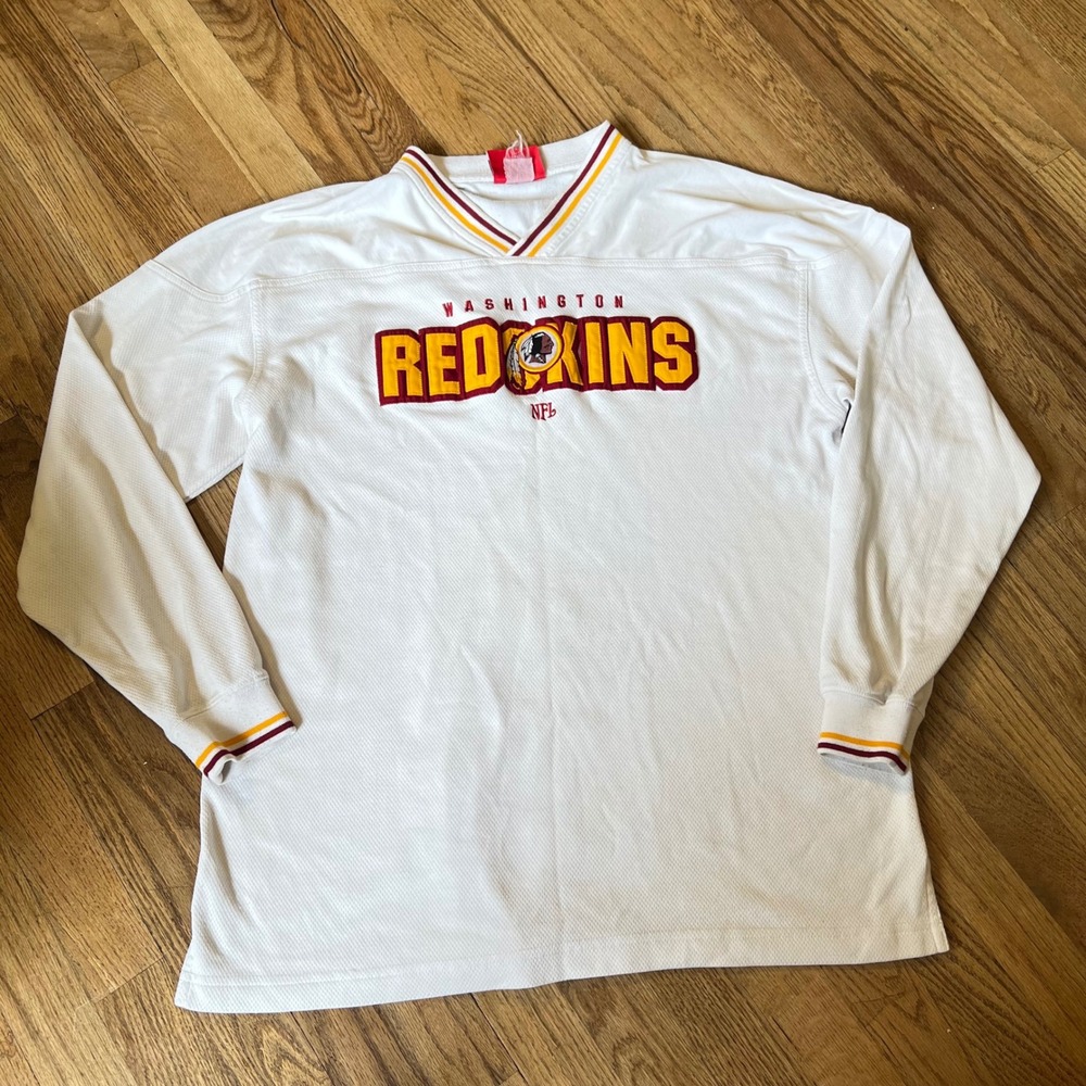 Vintage NFL Washington Redskins Long Sleeve Jersey Shirt White Large Embroidered
